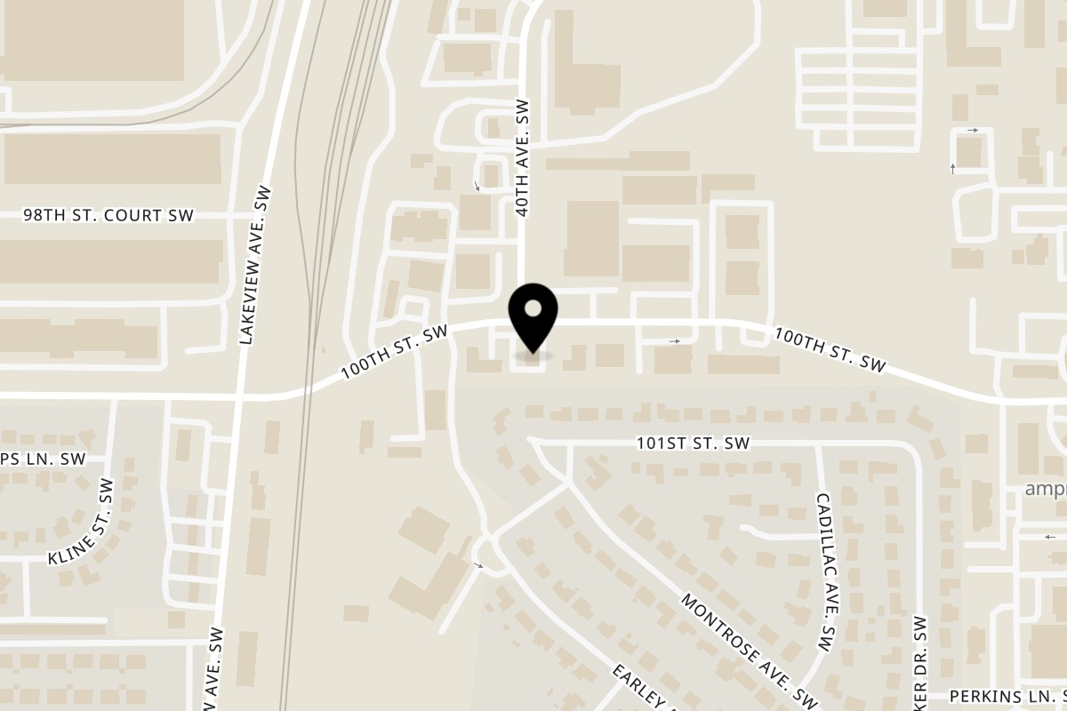 Map showing the location of Hot Fish House on 3926 100th St SW in Lakewood